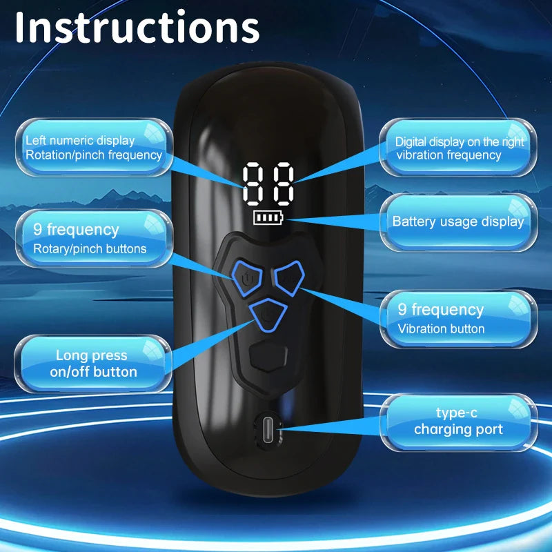 XG10: Male Glans Trainer with 9 Biting Rotation & Vibration Modes