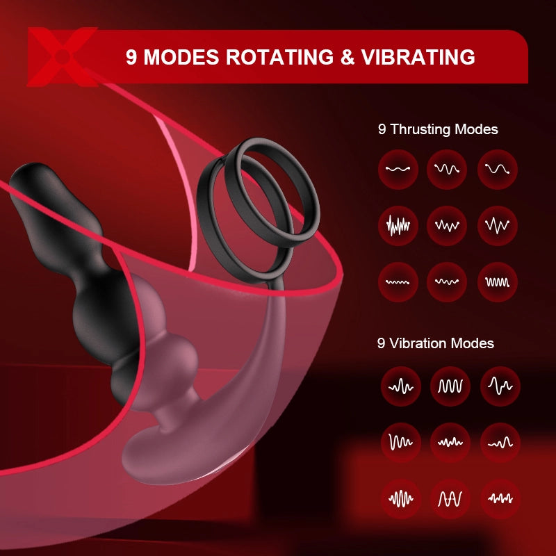 PM14 Wearable Beads Prostate Massager 9 Rotating Vibrating Remote Control