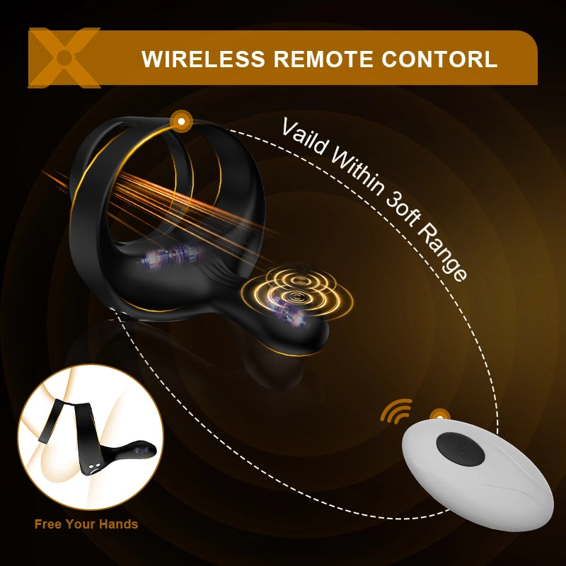 PR6 Cock Ring Penis Testicle Taint Vibrator Wireless Remote Control