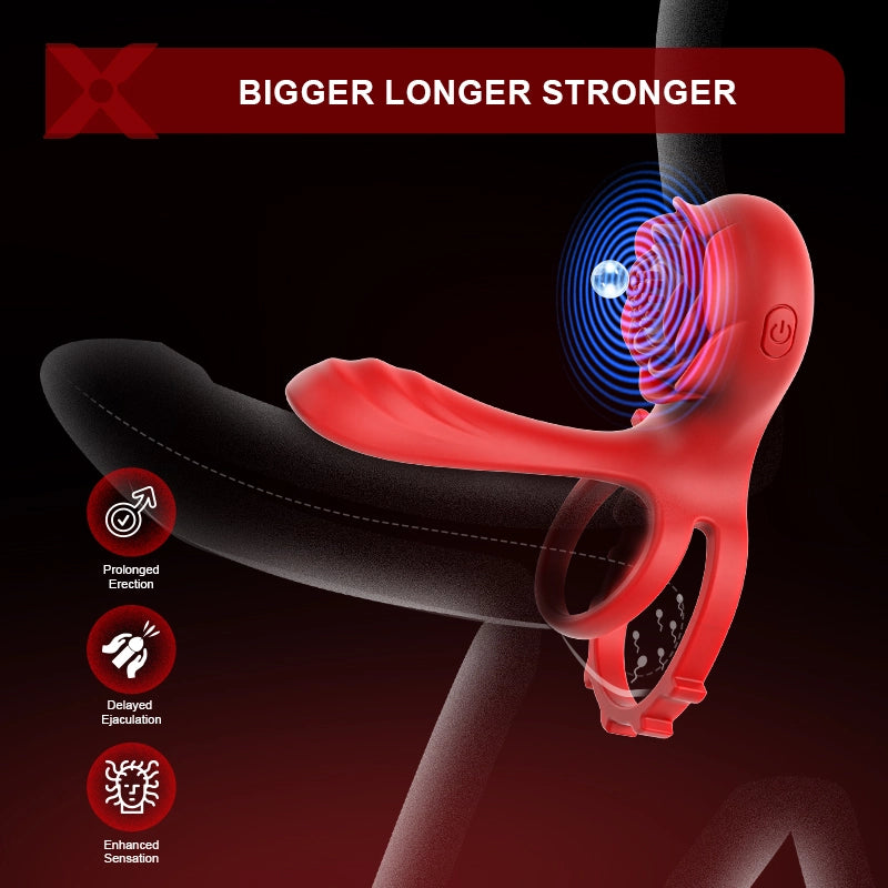 PR8 Rose Cock Ring Dual Motor 10 Vibration Couple Sex Toy