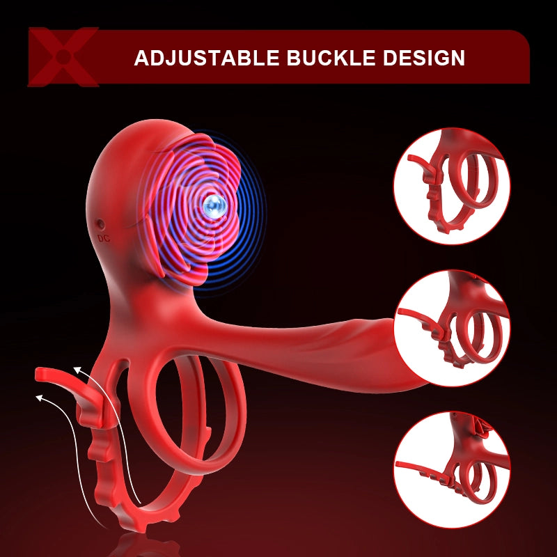 PR8 Rose Cock Ring Dual Motor 10 Vibration Couple Sex Toy