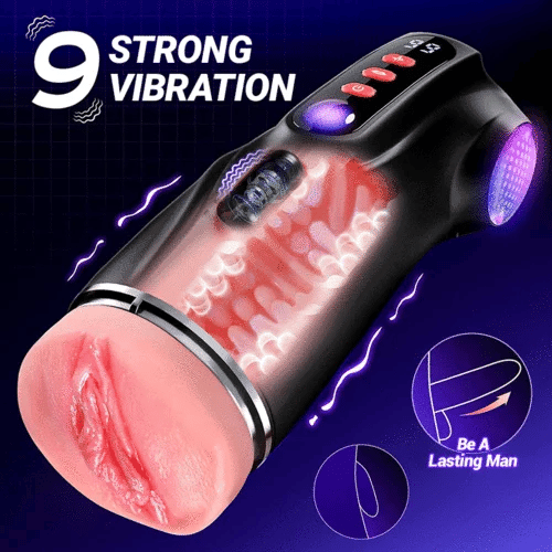 XV11 Sucking Vibrating Masturbator with 3 Vagina Anal Oral Channel Sleeves