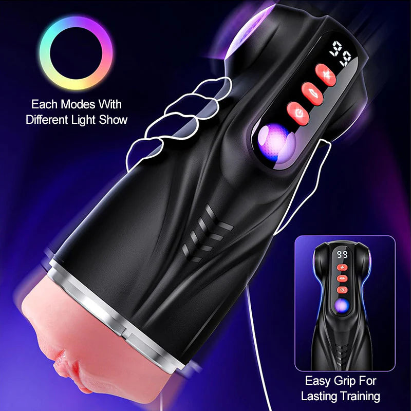 XV11 Sucking Vibrating Masturbator with 3 Vagina Anal Oral Channel Sleeves