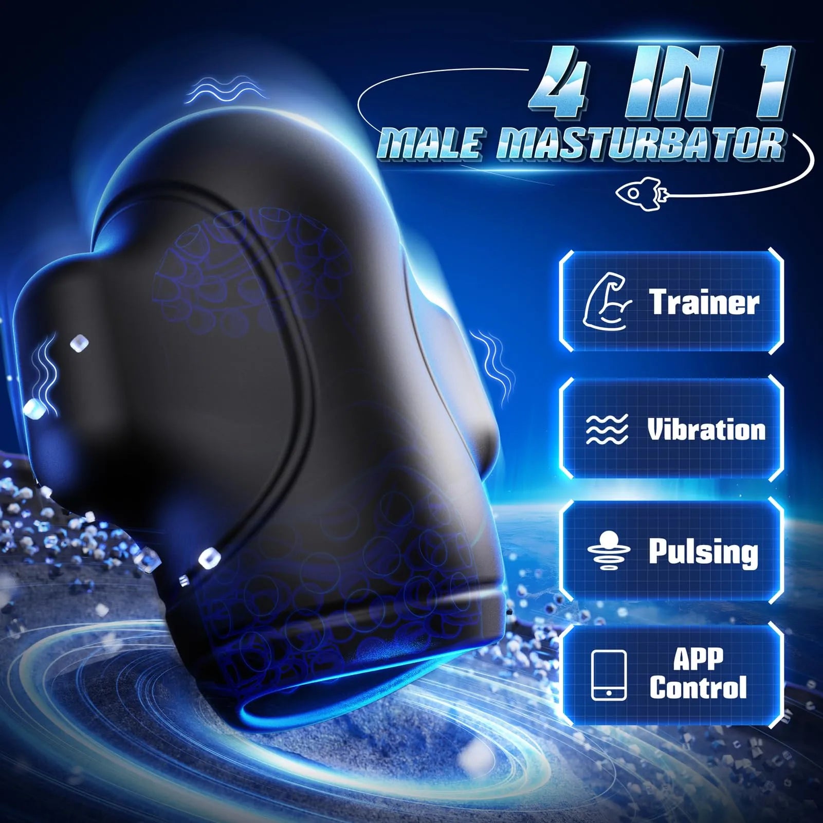 XG1 Pro Waterproof Glans Trainer Triple Stimulation 10 Licking Vibrating App Control