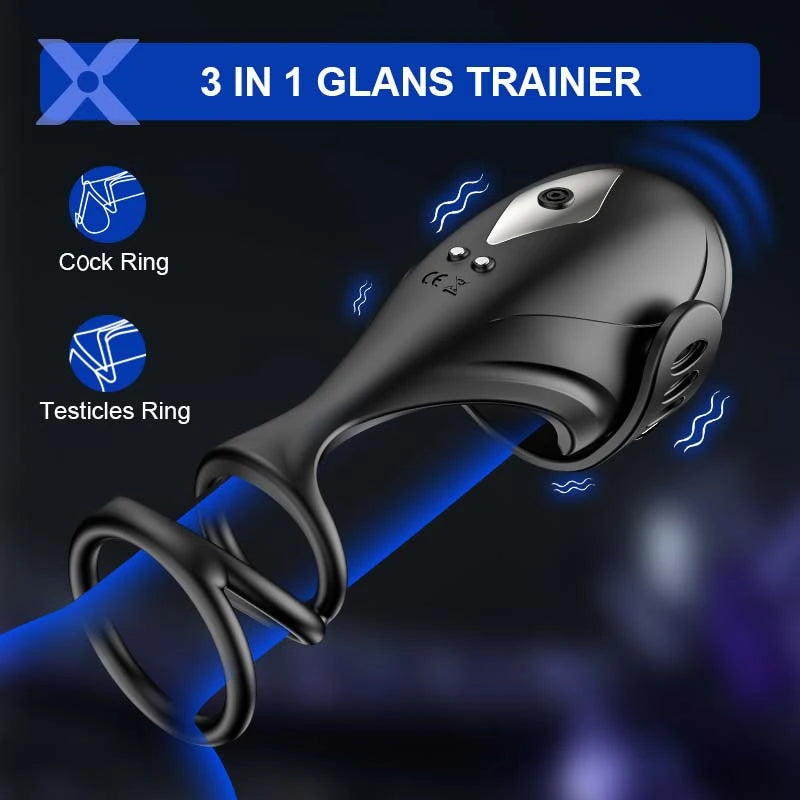 XG5 Glans Trainer App Control 9 Vibration Buckle Flexible Penis Ring