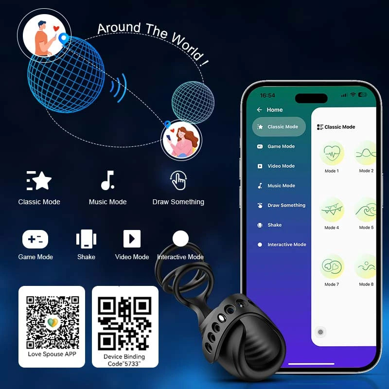 XG5 Glans Trainer App Control 9 Vibration Buckle Flexible Penis Ring