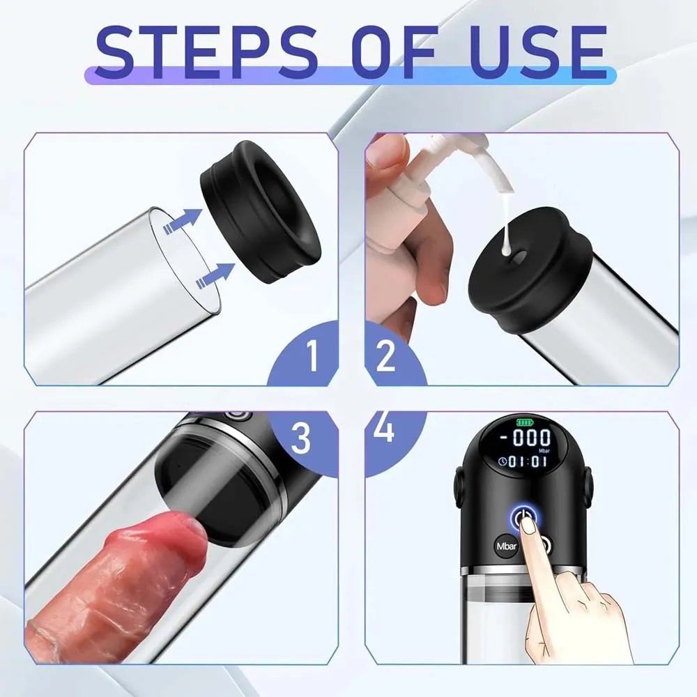 XP5 Vacuum Penis Pump 4 Suction Digital Display One Key Release