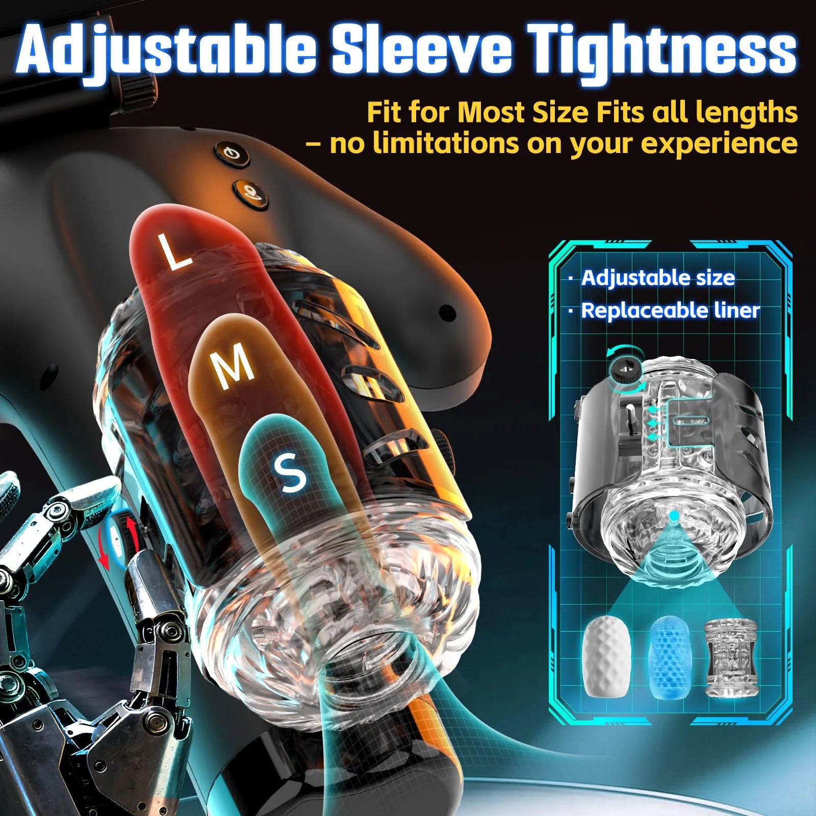 XT23 Handle Male Masturbator with Adjustable Stroking Distance & Sleeve Tightness