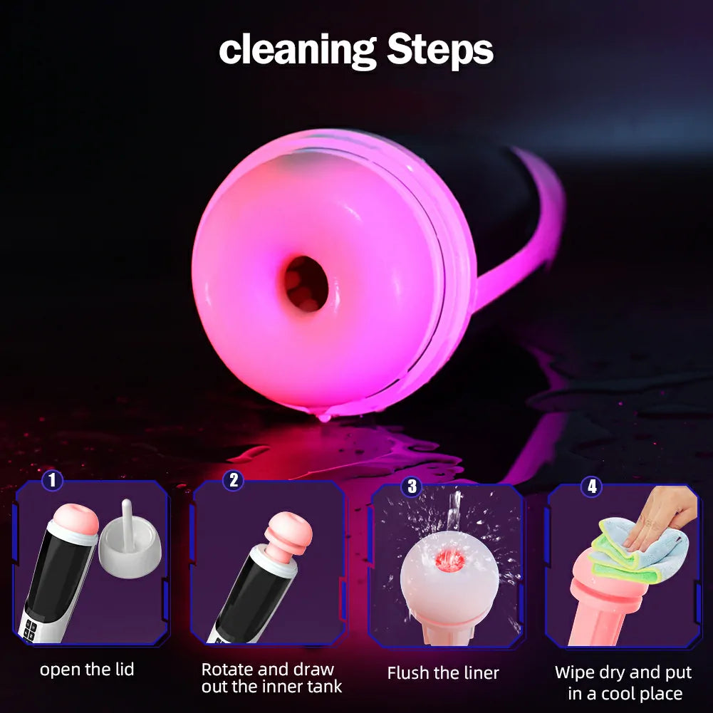 XT4 6-in-1 Huge Suction Male Stroker Heating Base Hands Free