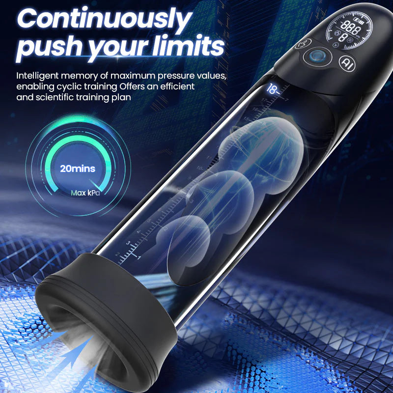 Bathfun Pro AI Hydro Penis Pump with Digital Display & Dual-Mode Suction