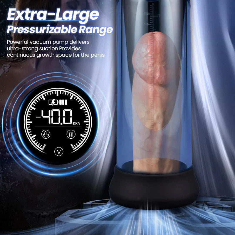 Bathfun Pro AI Hydro Penis Pump with Digital Display & Dual-Mode Suction