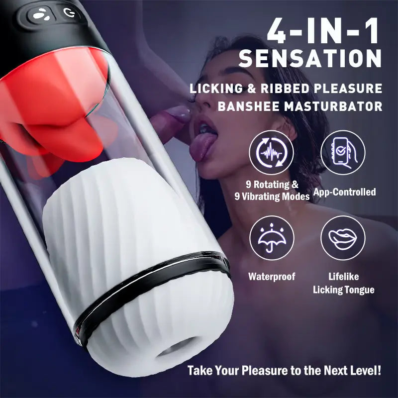 XR10 App Control Mouth Masturbator Licking Vibrating & Waterproof