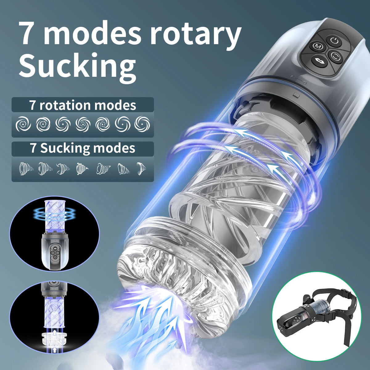 XR3 Wearable Blowjob Machine Tongue Licking Rotating Sucking Waterproof