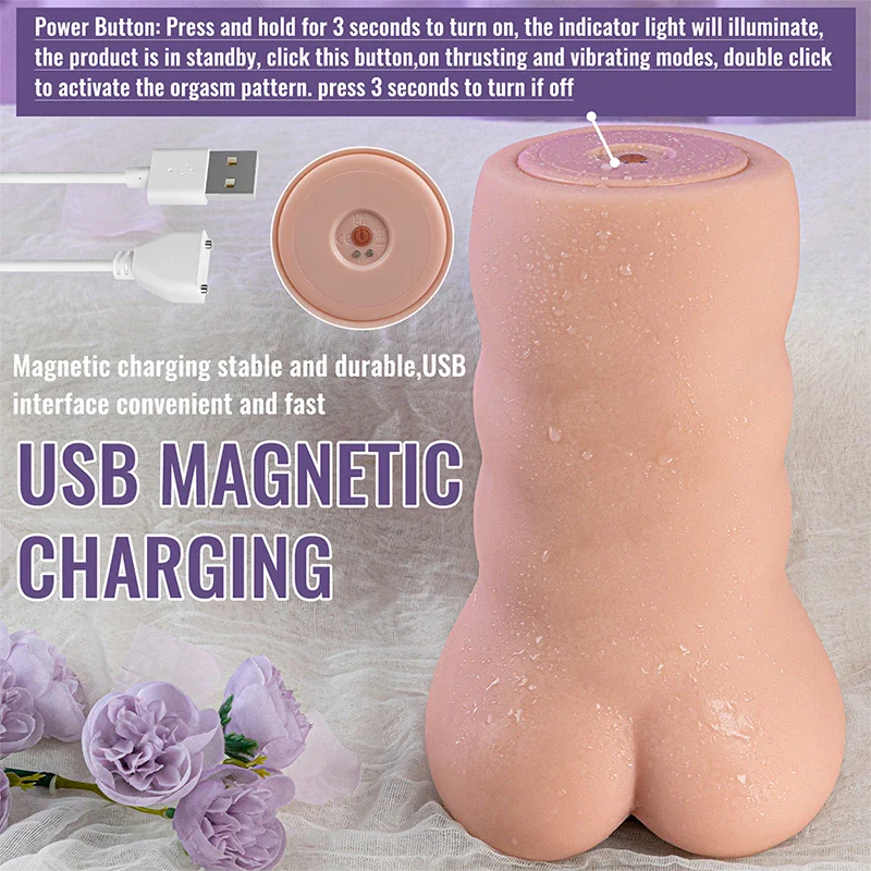 PU05: 3.39 lb Automatic Vibrating Pocket Pussy with Hands-Free Thrusting & Real Texture