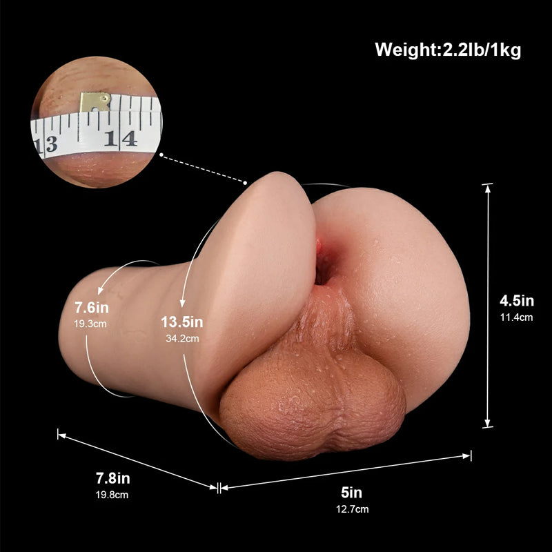 Jack - 2.2LB Silicone Pocket Stroker with Balls & 6.8" Deep Channel for Gay