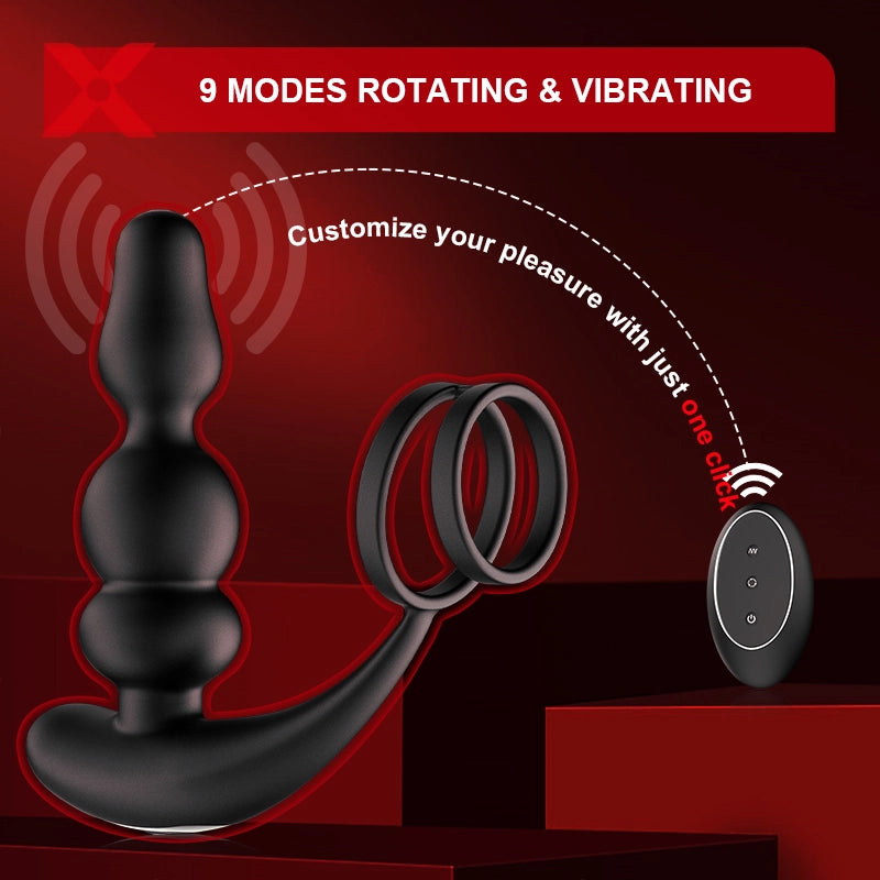 PM14 Wearable Beads Prostate Massager 9 Rotating Vibrating Remote Control