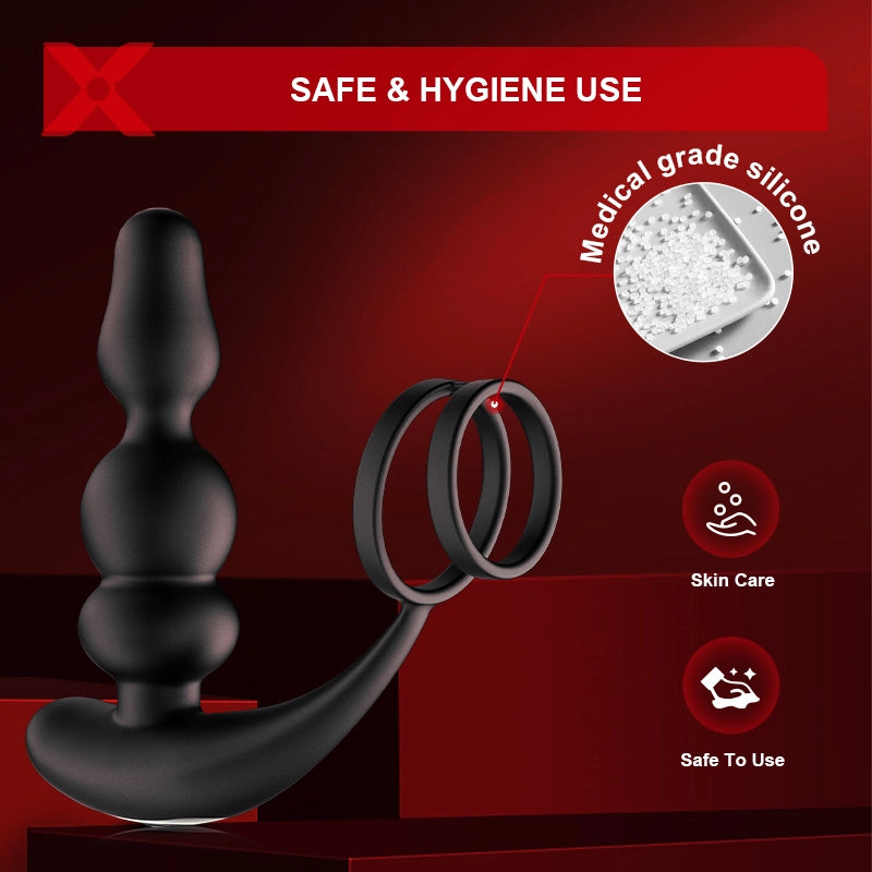 PM14 Wearable Beads Prostate Massager 9 Rotating Vibrating Remote Control