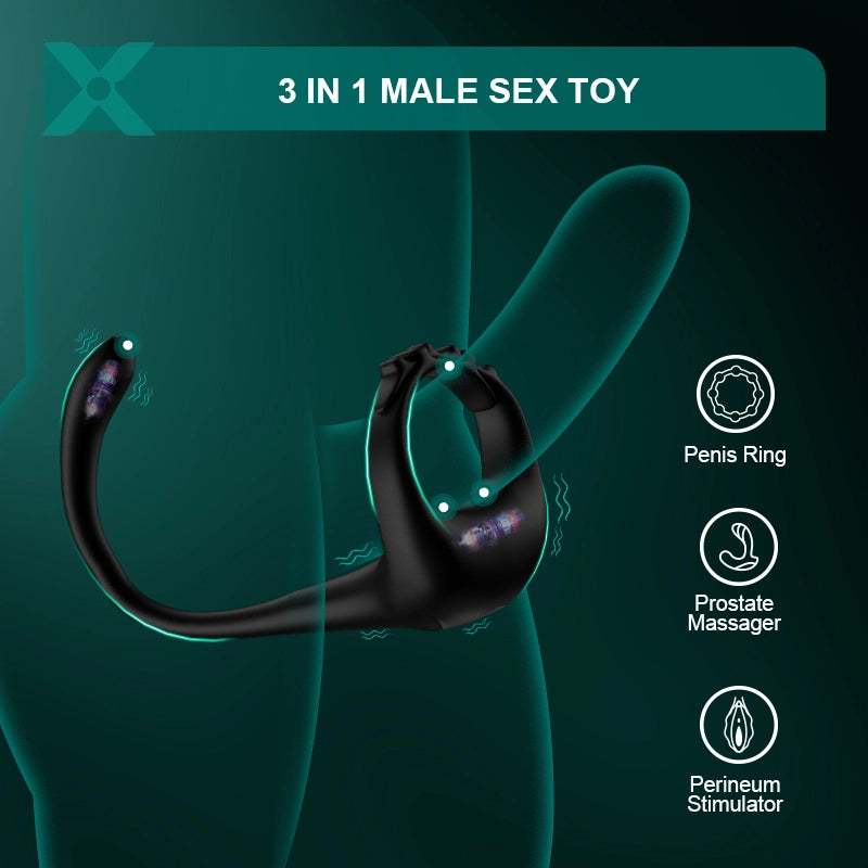 PR4 Adjustable Cock Ring 10 Vibration Strap On Prostate Stimulator