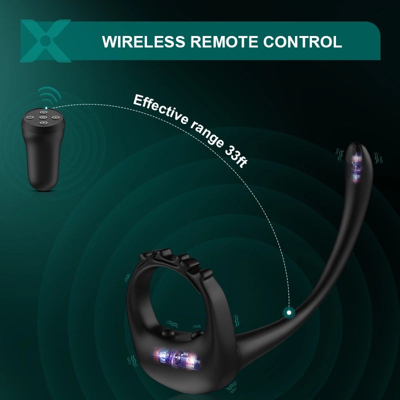 PR4 Adjustable Cock Ring 10 Vibration Strap On Prostate Stimulator