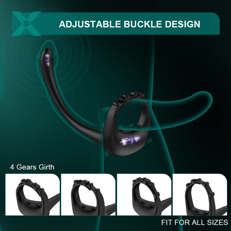 PR4 Adjustable Cock Ring 10 Vibration Strap On Prostate Stimulator