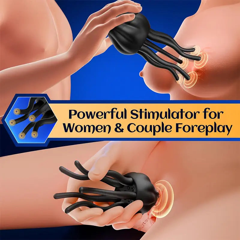XG12 Jellyfish-Shaped Silicone Glans Vibrator with 10 Vibrating Modes