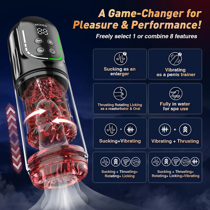 XR4 Pro App & Waterproof Masturbator Sucking Rotating Thrusting Vibrating