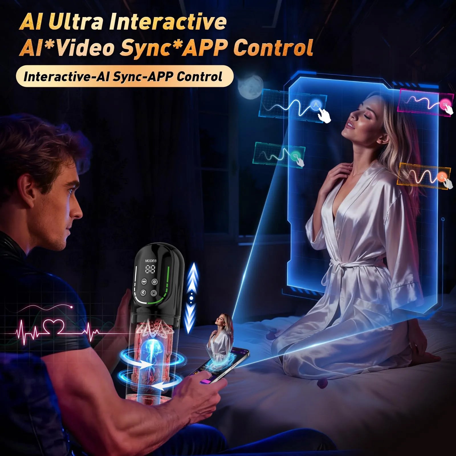 XR4 Pro App & Waterproof Masturbator Sucking Rotating Thrusting Vibrating