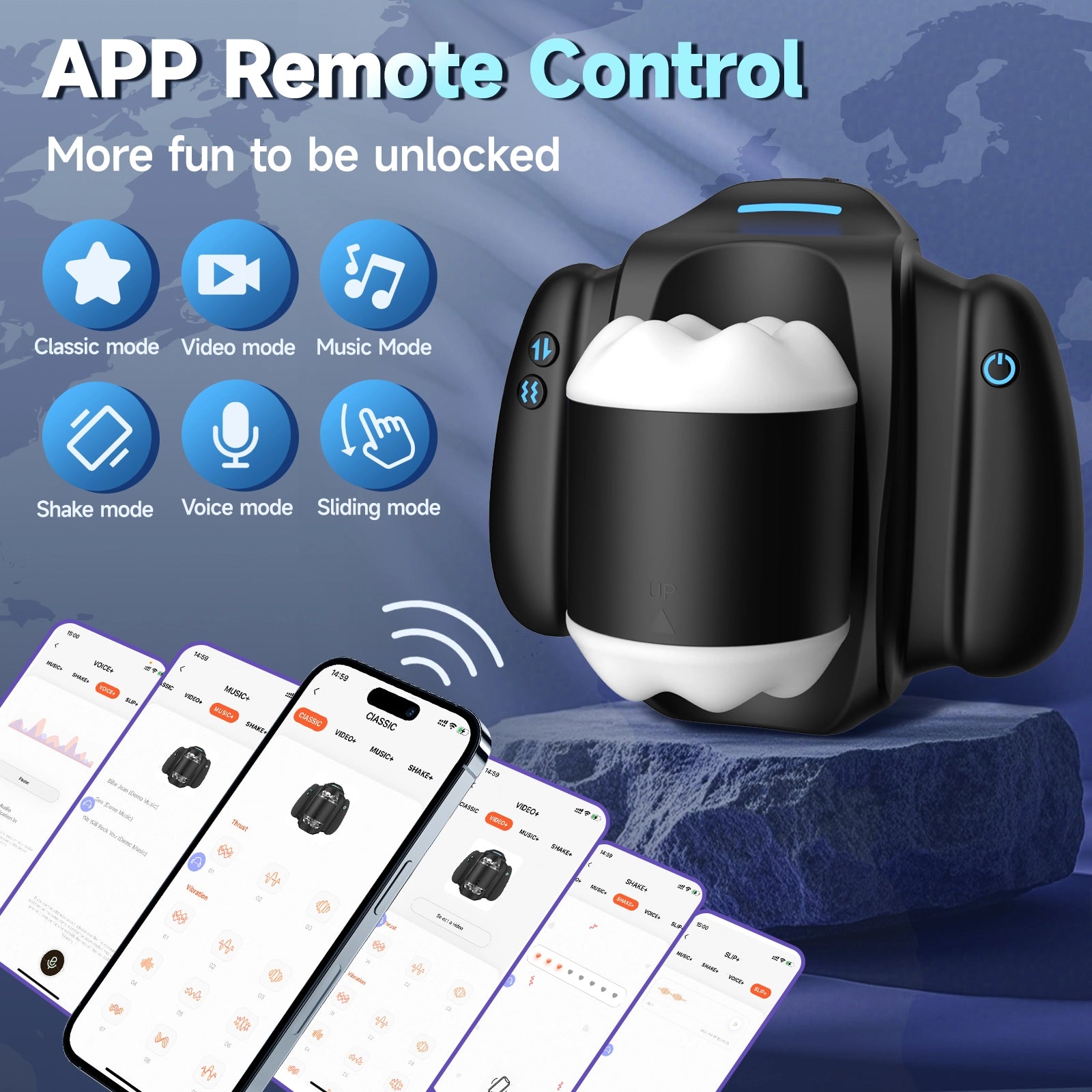 XT19 Mini Male Stroker 9 Vibrating 3 Thrusting with App Control