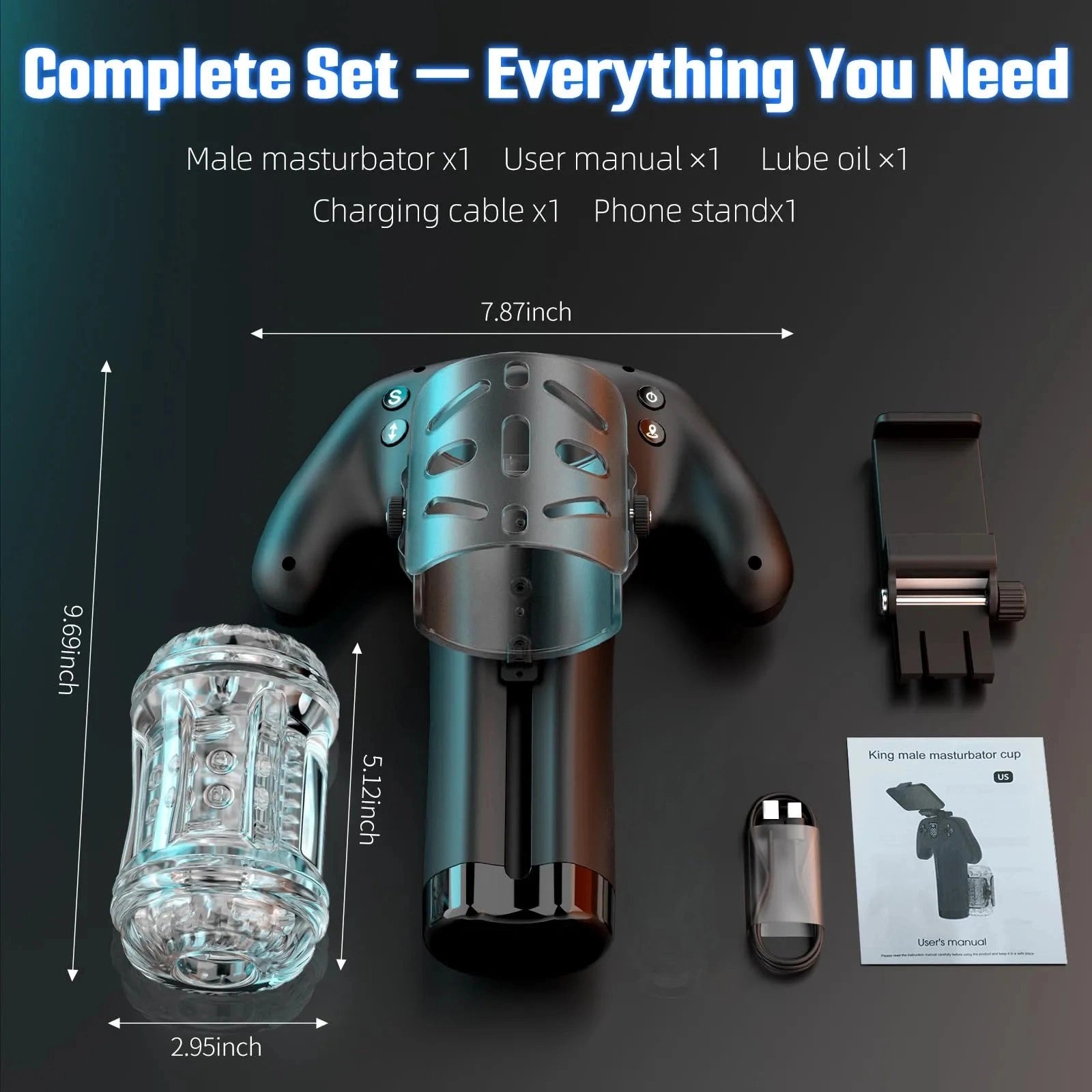 XT23 Handle Male Masturbator with Adjustable Stroking Distance & Sleeve Tightness