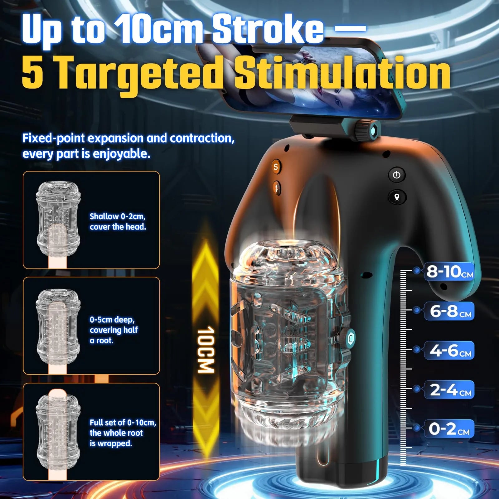 XT23 Handle Male Masturbator with Adjustable Stroking Distance & Sleeve Tightness