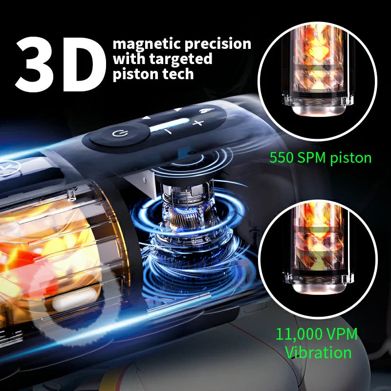 XT8 Pro Luxury Vibrating Stroker 10 Thrusting 6 Gears Speed 360° Heating