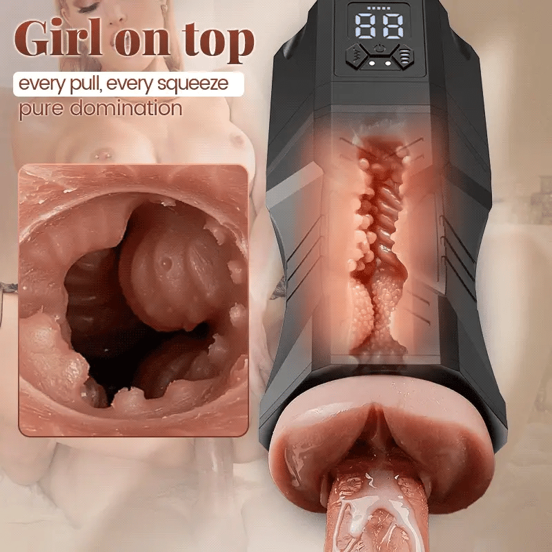 XV10 Realistic Masturbator 5 Suction 9 Vibration Intensely Textured Canal Waterproof