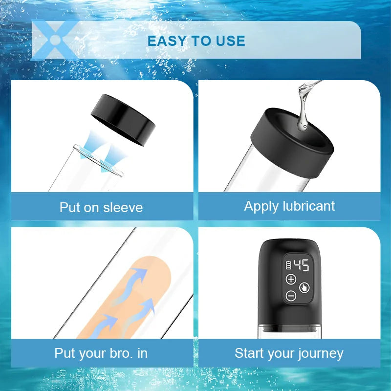 XP4 Water Penis Pump Digital Display Easy Use & Clean