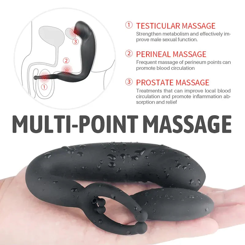 PM10 3 IN 1 Anal Testicle Prostate Vibrator Remote Control Waterproof