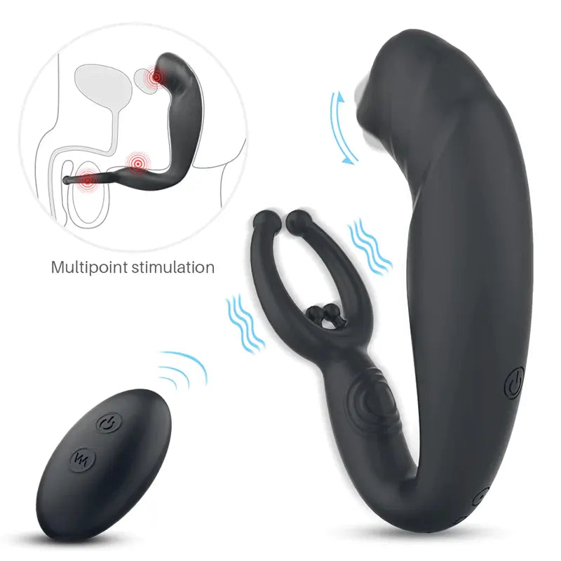 PM10 3 IN 1 Anal Testicle Prostate Vibrator Remote Control Waterproof