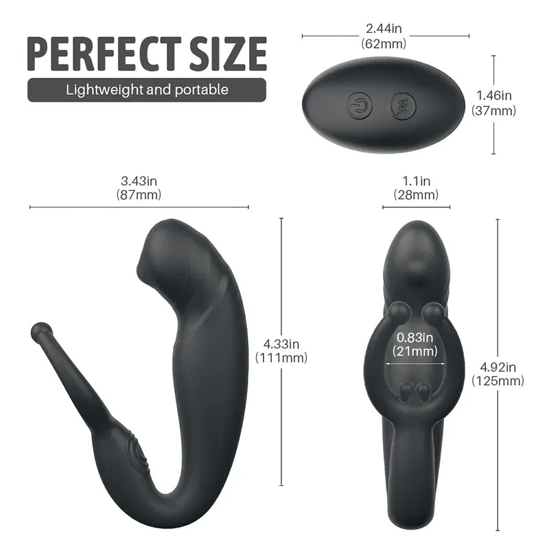 PM10 3 IN 1 Anal Testicle Prostate Vibrator Remote Control Waterproof