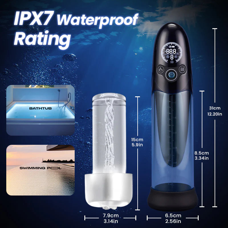 Bathfun Pro AI Hydro Penis Pump with Digital Display & Dual-Mode Suction