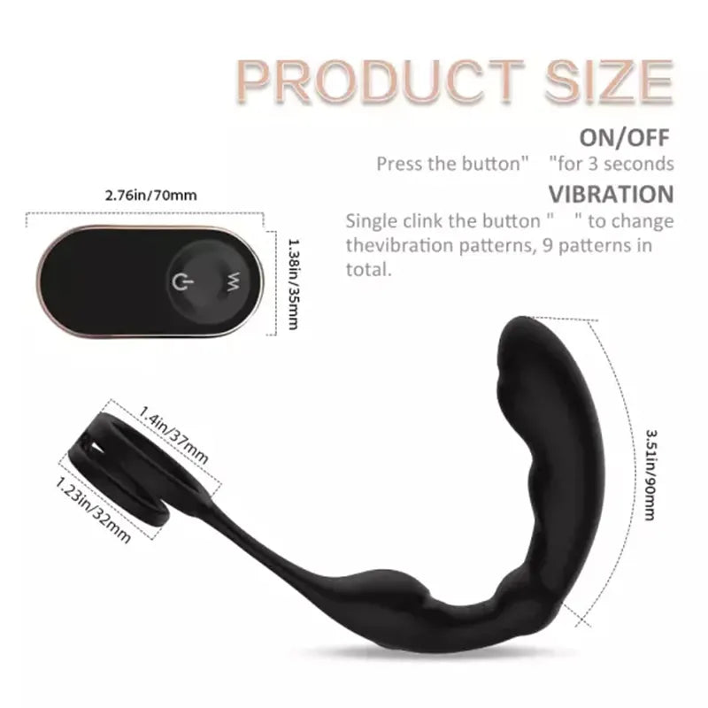 PM12 3 IN 1 Penis Testicle Prostate Vibrator Remote Control Waterproof