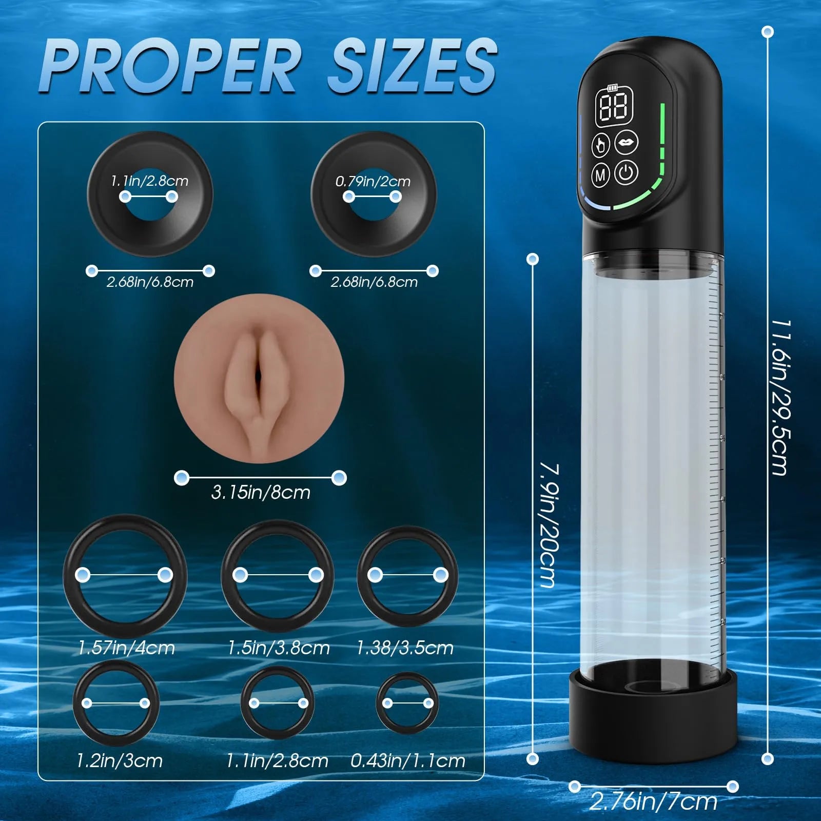 XP9 Water Penis Pump with LCD Display